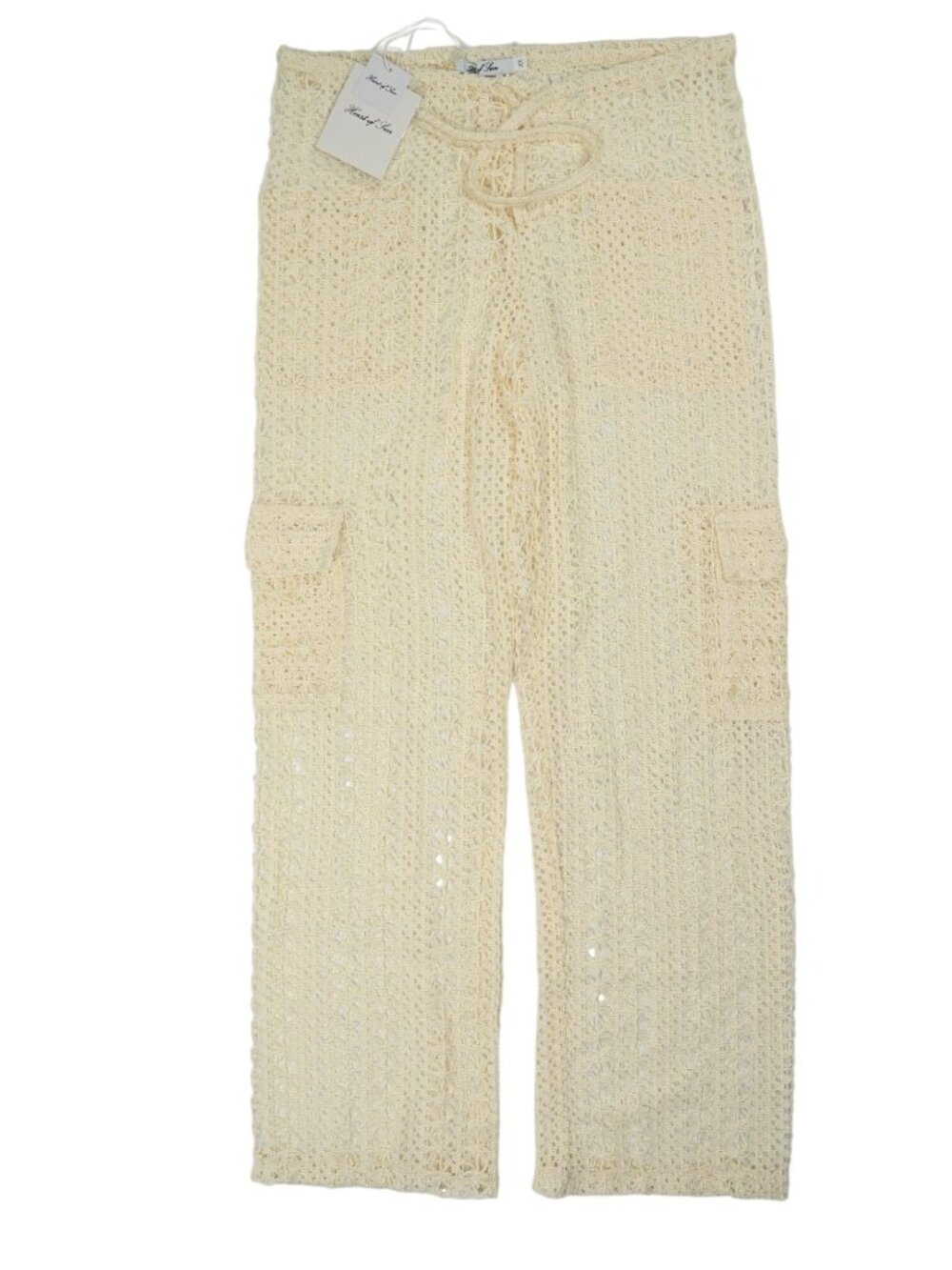 Heart of Sun Bahia Cargo Pants in Beige Crochet